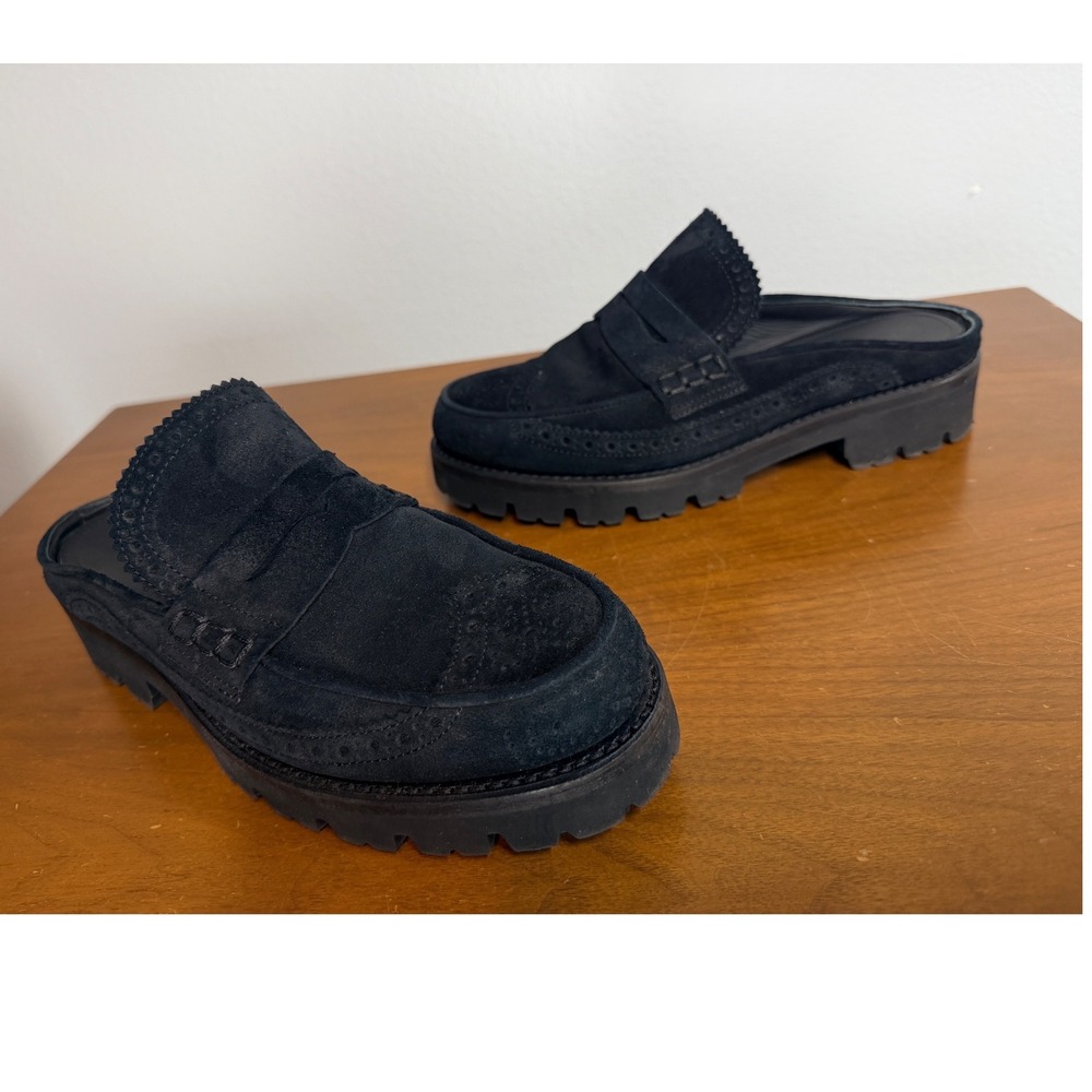 The Office of Angela Scott Mule Women's 38.5 us 8 Black Suede Miss Emma Lug Sole
